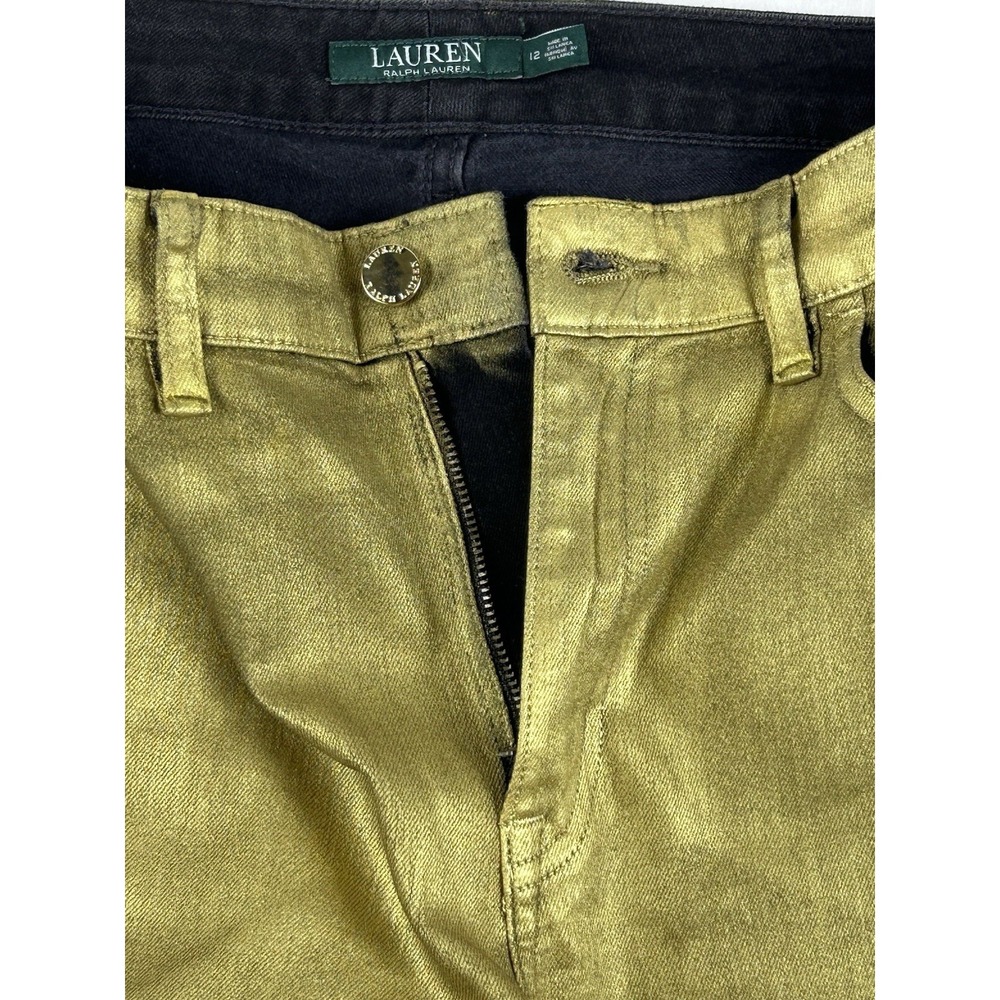 Lauren Ralph Lauren Metallic Olive Skinny Jeans - Picture 11 of 12